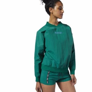 Reebok Meet You There Woven Pullover Sweatshirt Damen - Grün - DE 031-EKN